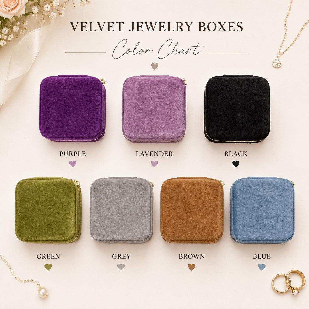 Personalized Birth Flower Velvet Jewelry box