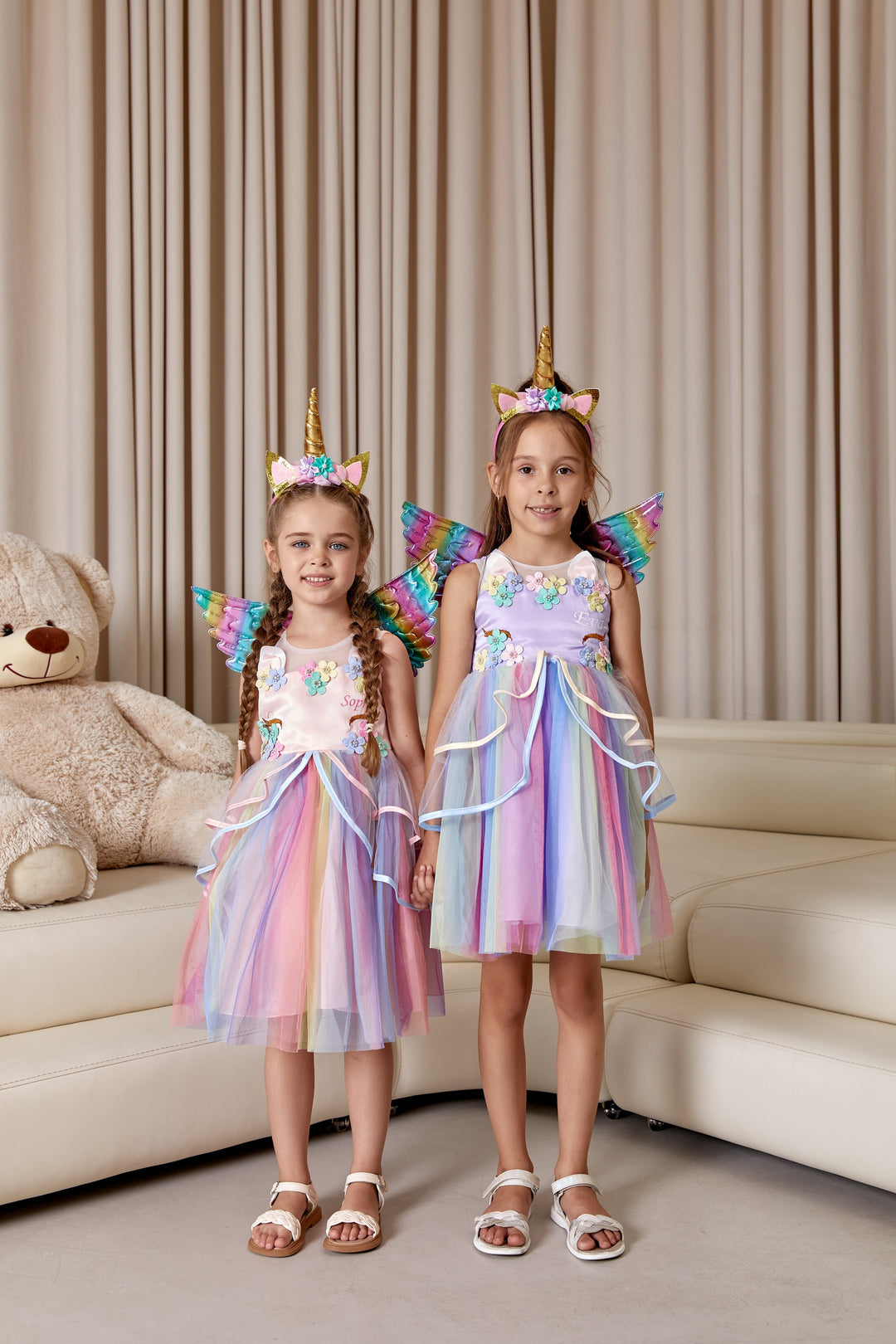 Unicorn Rainbow Girl Tutu Dress Set