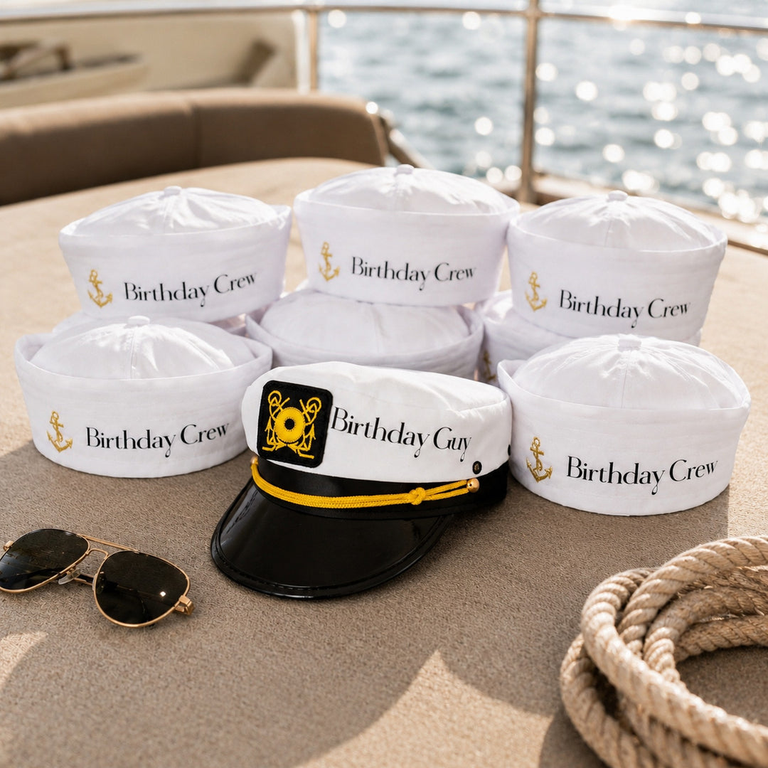 Nautical Custom Captain & Sailor Hats. Personalized Party Hats