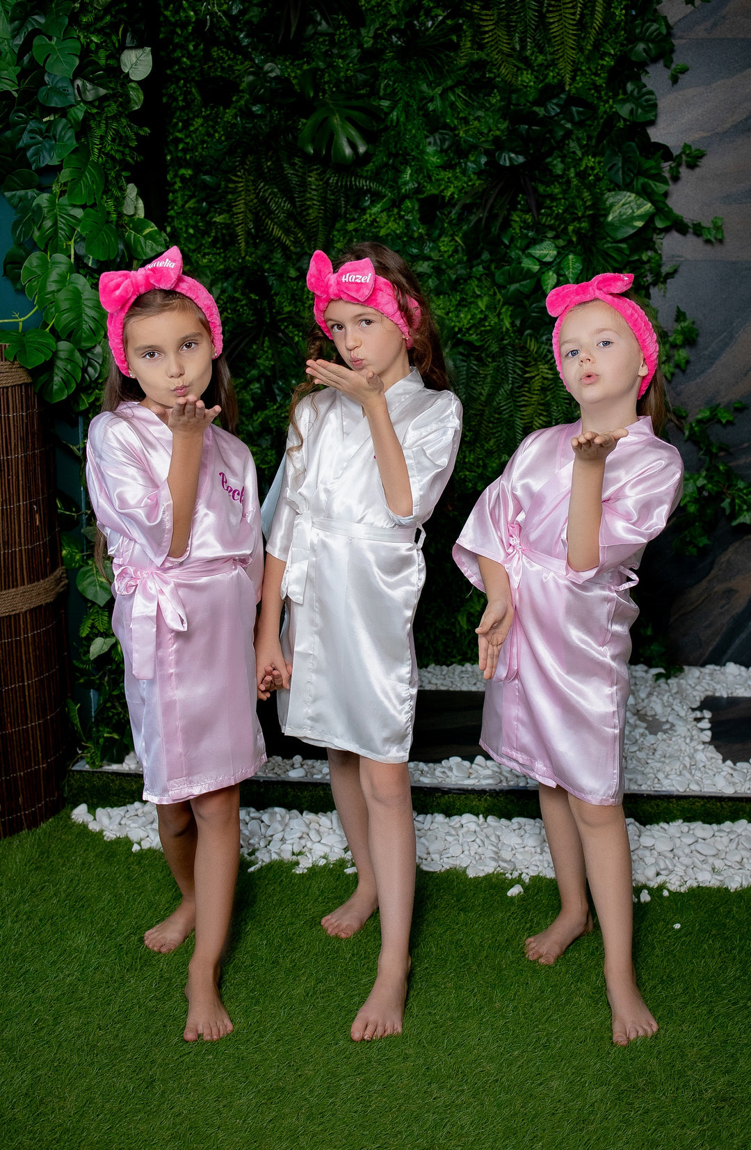 Set of 15 Flower Girl Kids Satin Robes-Script