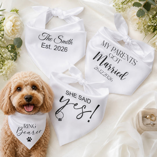 Wedding Custom White Satin Bandana for Dogs