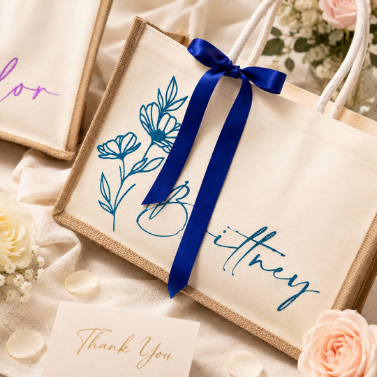 Personalized Flower Birth Tote Bags