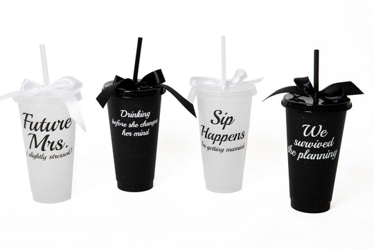 Customized Plastic Tumblers with Bow, Bridal Party Cups, Bachelorette Party Cups, Future Mrs Cup, Funny Bridesmaid Tumblers, Reusable Party Cups
