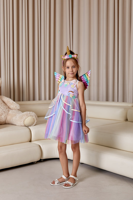 Unicorn Rainbow Girl Tutu Dress Set