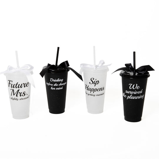 Customized Plastic Tumblers with Bow, Bridal Party Cups, Bachelorette Party Cups, Future Mrs Cup, Funny Bridesmaid Tumblers, Reusable Party Cups