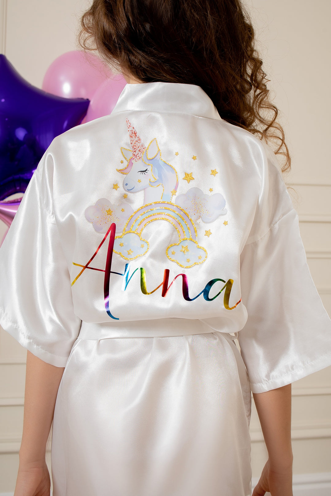 Unicorn Personalized Kids Satin Robes