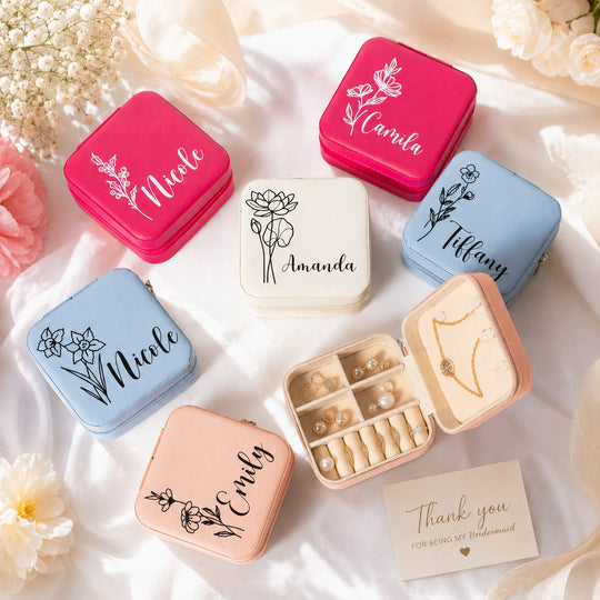 Personalized Birth Flower Jewelry Box