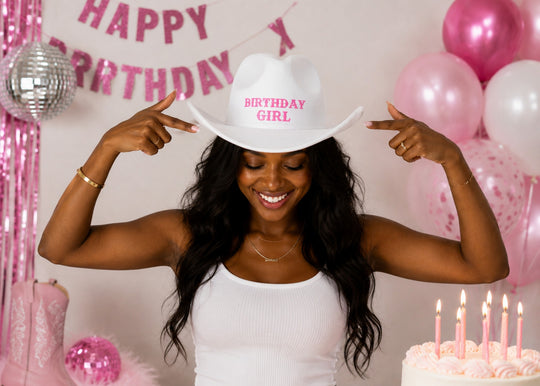 Custom Birthday Girl Cowboy Hat. Personalized Western Birthday Hat