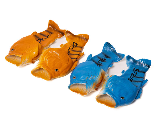 Funny Fish Sandals for Men, Fishing Gift for Dad, Fisherman Gift, Novelty Fish Slippers, Gag Gift for Him, Fishing Lover Gift