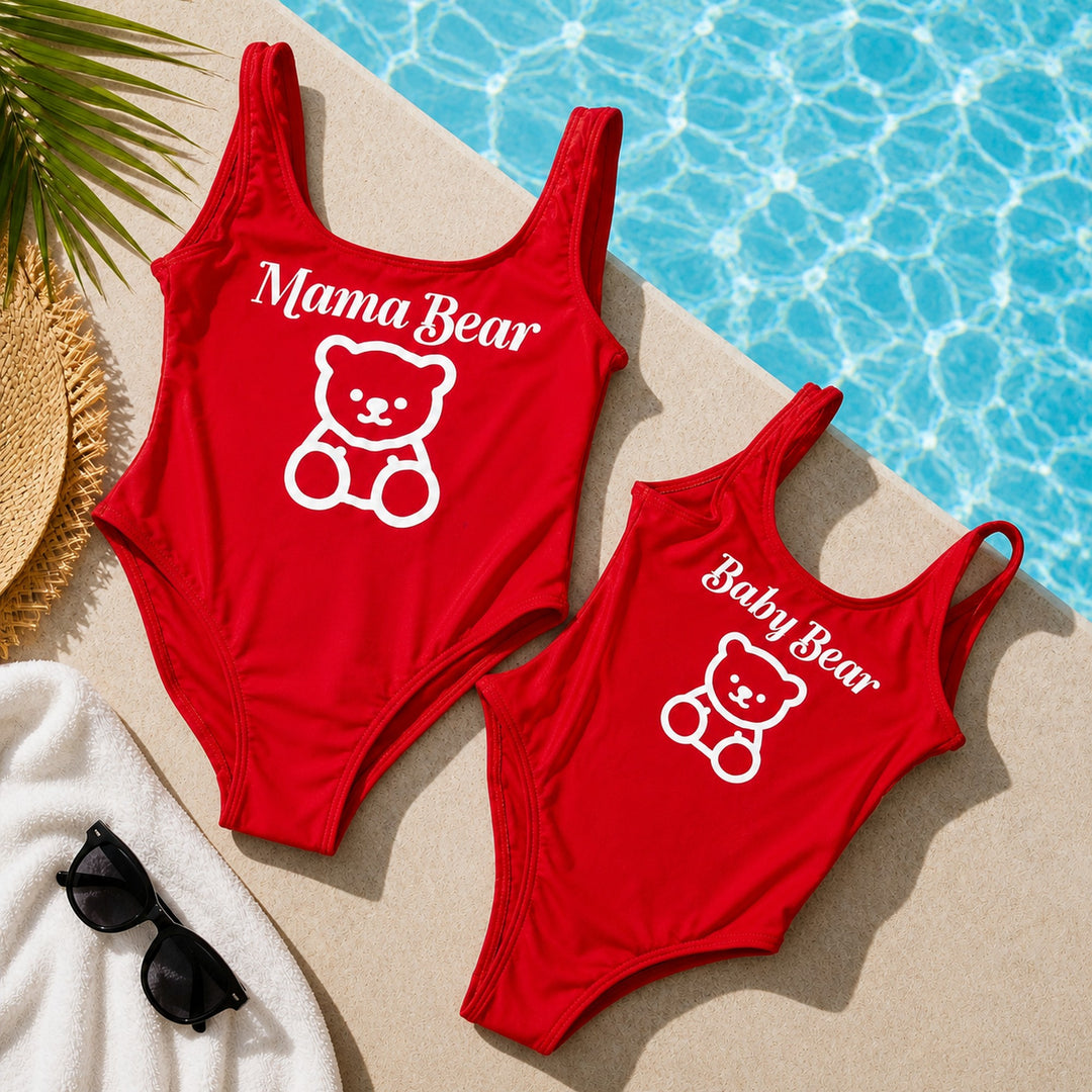 Mama Bear and Baby Bear Mommy and Me Matching sSwimsuits