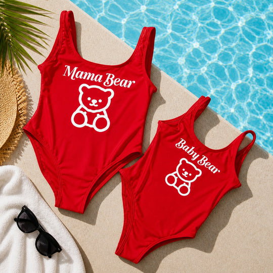 Mama Bear and Baby Bear Mommy and Me Matching sSwimsuits