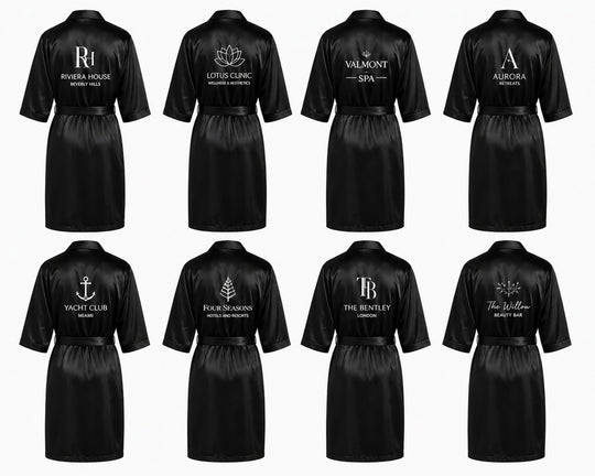 High Quality Unisex Custom Logo Satin Robes – Personalized Luxury Corporate & Spa Robes