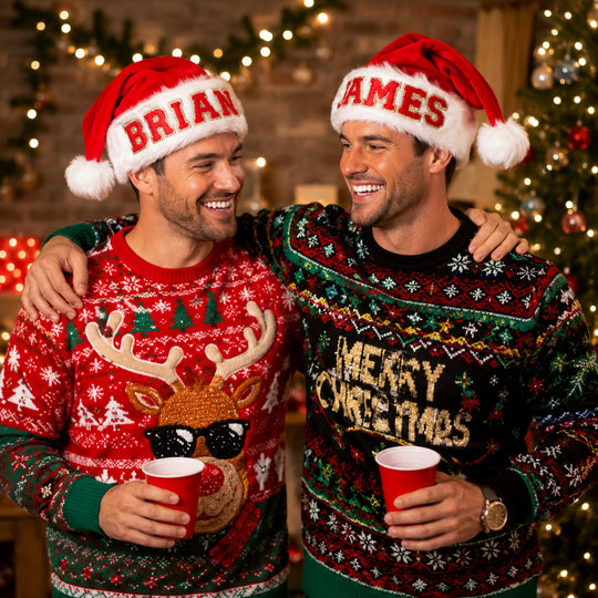 Trendy Personalized Santa Hats with Custom Name Patches