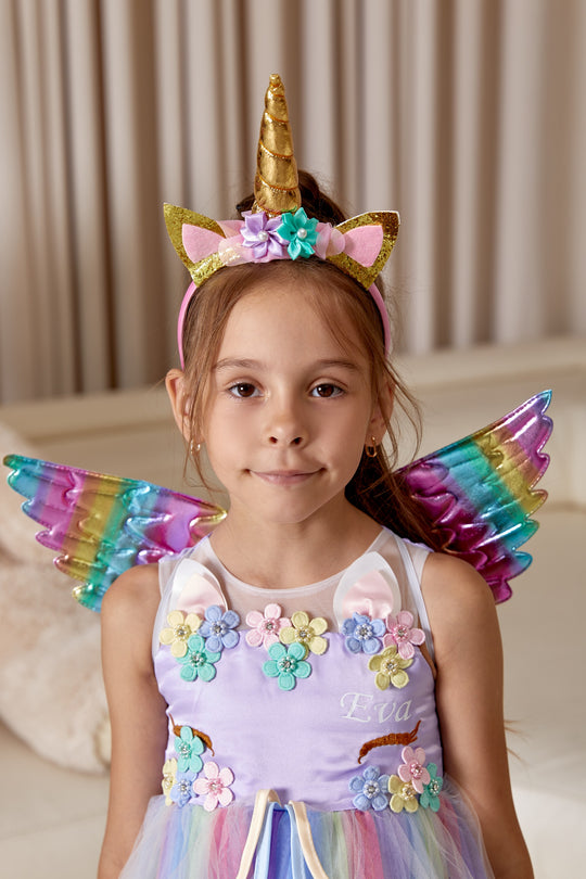 Unicorn Rainbow Girl Tutu Dress Set