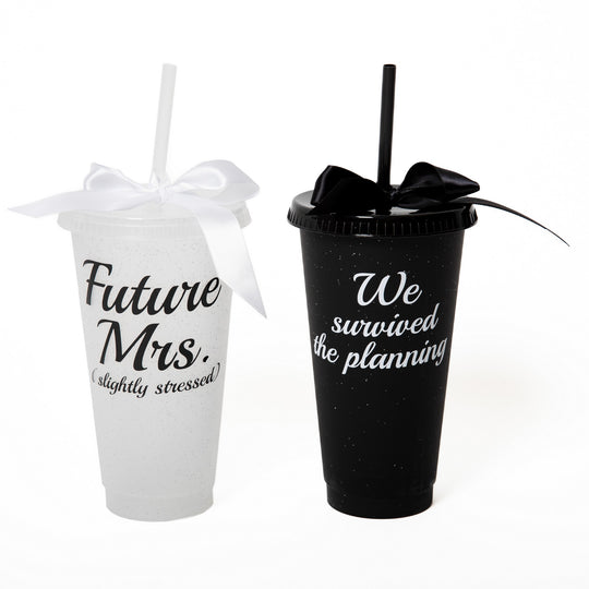Customized Plastic Tumblers with Bow, Bridal Party Cups, Bachelorette Party Cups, Future Mrs Cup, Funny Bridesmaid Tumblers, Reusable Party Cups