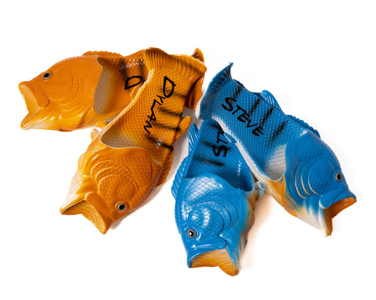 Funny Fish Sandals for Men, Fishing Gift for Dad, Fisherman Gift, Novelty Fish Slippers, Gag Gift for Him, Fishing Lover Gift