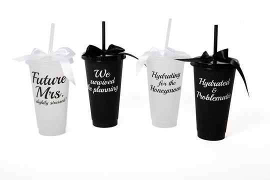 Customized Plastic Tumblers with Bow, Bridal Party Cups, Bachelorette Party Cups, Future Mrs Cup, Funny Bridesmaid Tumblers, Reusable Party Cups