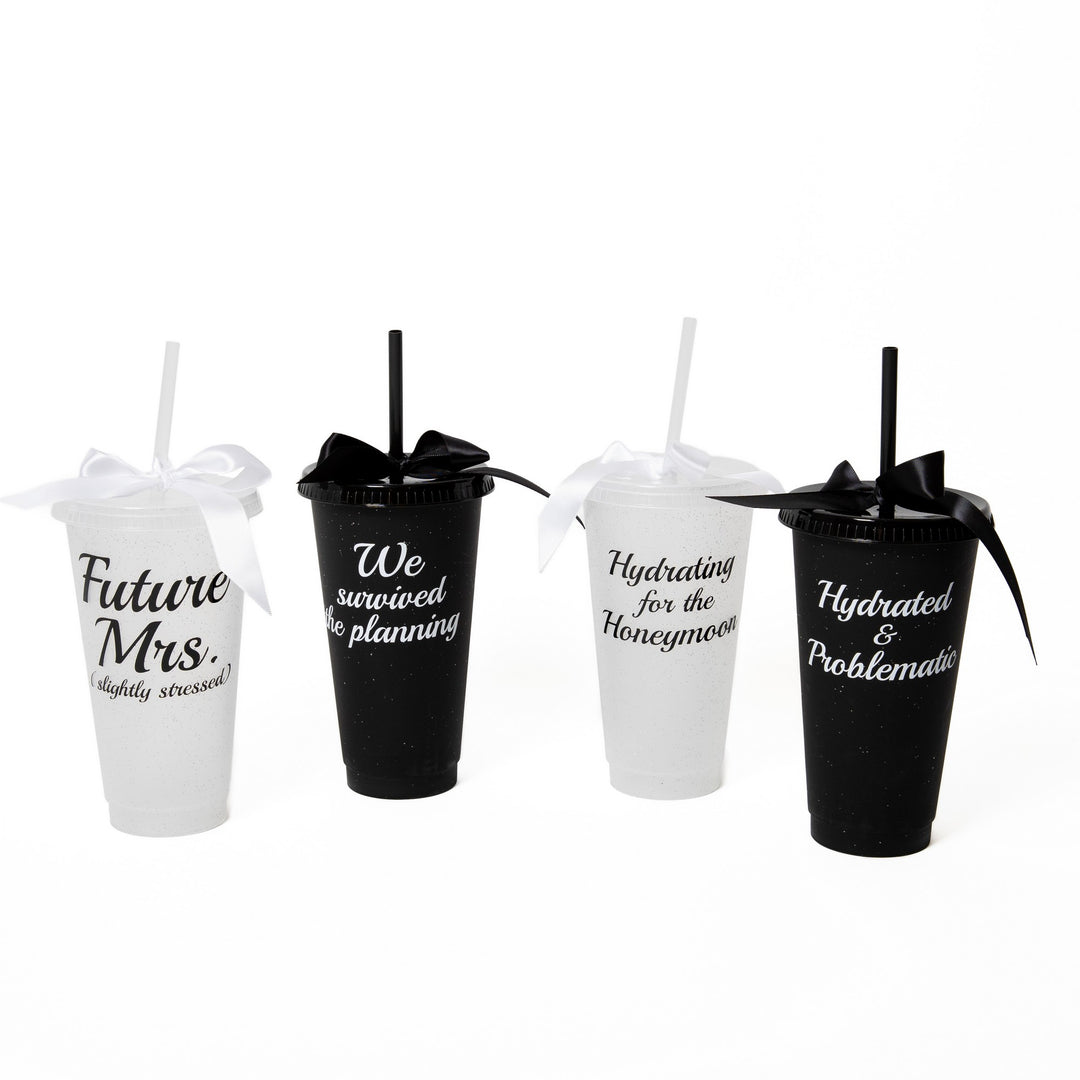 Customized Plastic Tumblers with Bow, Bridal Party Cups, Bachelorette Party Cups, Future Mrs Cup, Funny Bridesmaid Tumblers, Reusable Party Cups