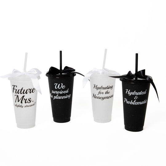 Customized Plastic Tumblers with Bow, Bridal Party Cups, Bachelorette Party Cups, Future Mrs Cup, Funny Bridesmaid Tumblers, Reusable Party Cups
