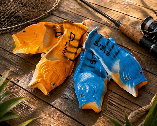 Funny Fish Sandals for Men, Fishing Gift for Dad, Fisherman Gift, Novelty Fish Slippers, Gag Gift for Him, Fishing Lover Gift