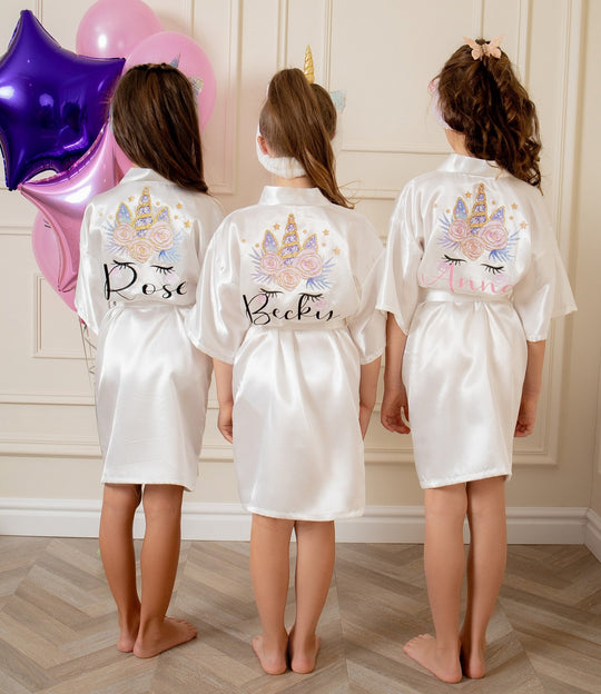 Unicorn Personalized Kids Satin Robes