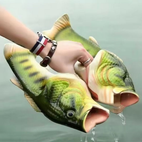 Funny Fish Sandals for Men, Fishing Gift for Dad, Fisherman Gift, Novelty Fish Slippers, Gag Gift for Him, Fishing Lover Gift