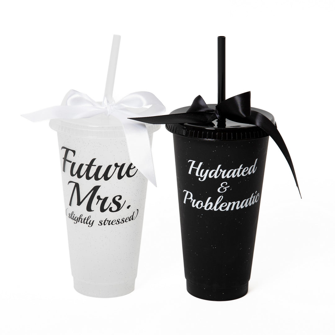 Customized Plastic Tumblers with Bow, Bridal Party Cups, Bachelorette Party Cups, Future Mrs Cup, Funny Bridesmaid Tumblers, Reusable Party Cups