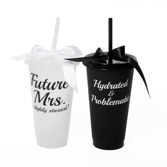 Customized Plastic Tumblers with Bow, Bridal Party Cups, Bachelorette Party Cups, Future Mrs Cup, Funny Bridesmaid Tumblers, Reusable Party Cups