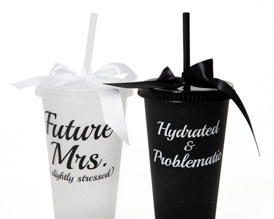 Customized Plastic Tumblers with Bow, Bridal Party Cups, Bachelorette Party Cups, Future Mrs Cup, Funny Bridesmaid Tumblers, Reusable Party Cups