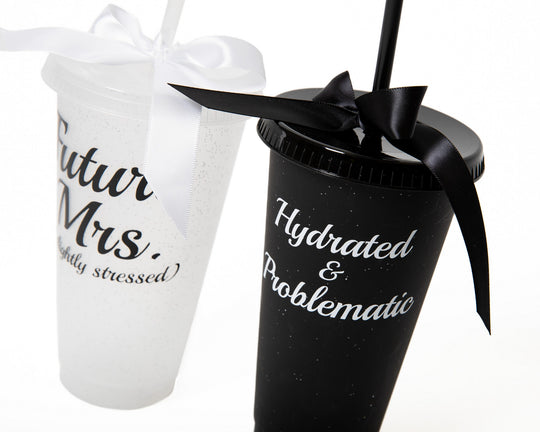Customized Plastic Tumblers with Bow, Bridal Party Cups, Bachelorette Party Cups, Future Mrs Cup, Funny Bridesmaid Tumblers, Reusable Party Cups
