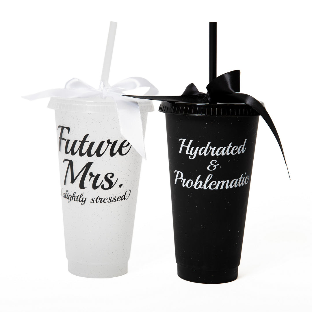 Customized Plastic Tumblers with Bow, Bridal Party Cups, Bachelorette Party Cups, Future Mrs Cup, Funny Bridesmaid Tumblers, Reusable Party Cups