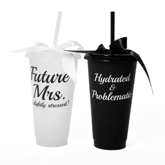 Customized Plastic Tumblers with Bow, Bridal Party Cups, Bachelorette Party Cups, Future Mrs Cup, Funny Bridesmaid Tumblers, Reusable Party Cups