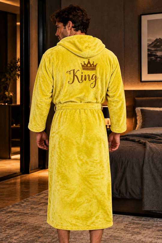 Men's Custom Hooded Long Bathrobe