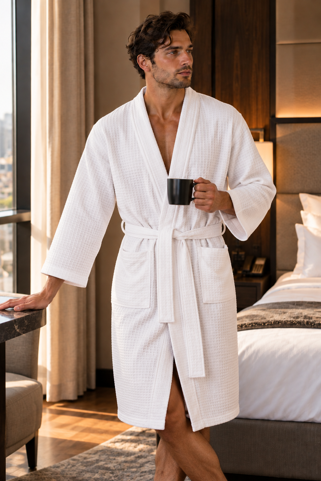 Men's Waffle Knit Customized Robe