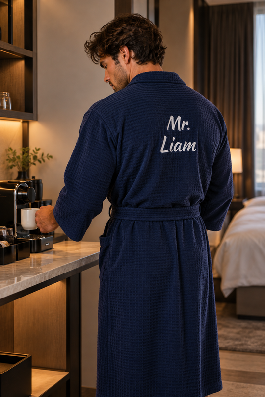 Men's Waffle Knit Customized Robe