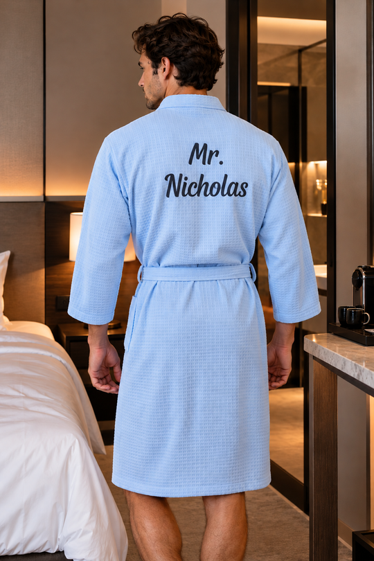 Men's Waffle Knit Customized Robe