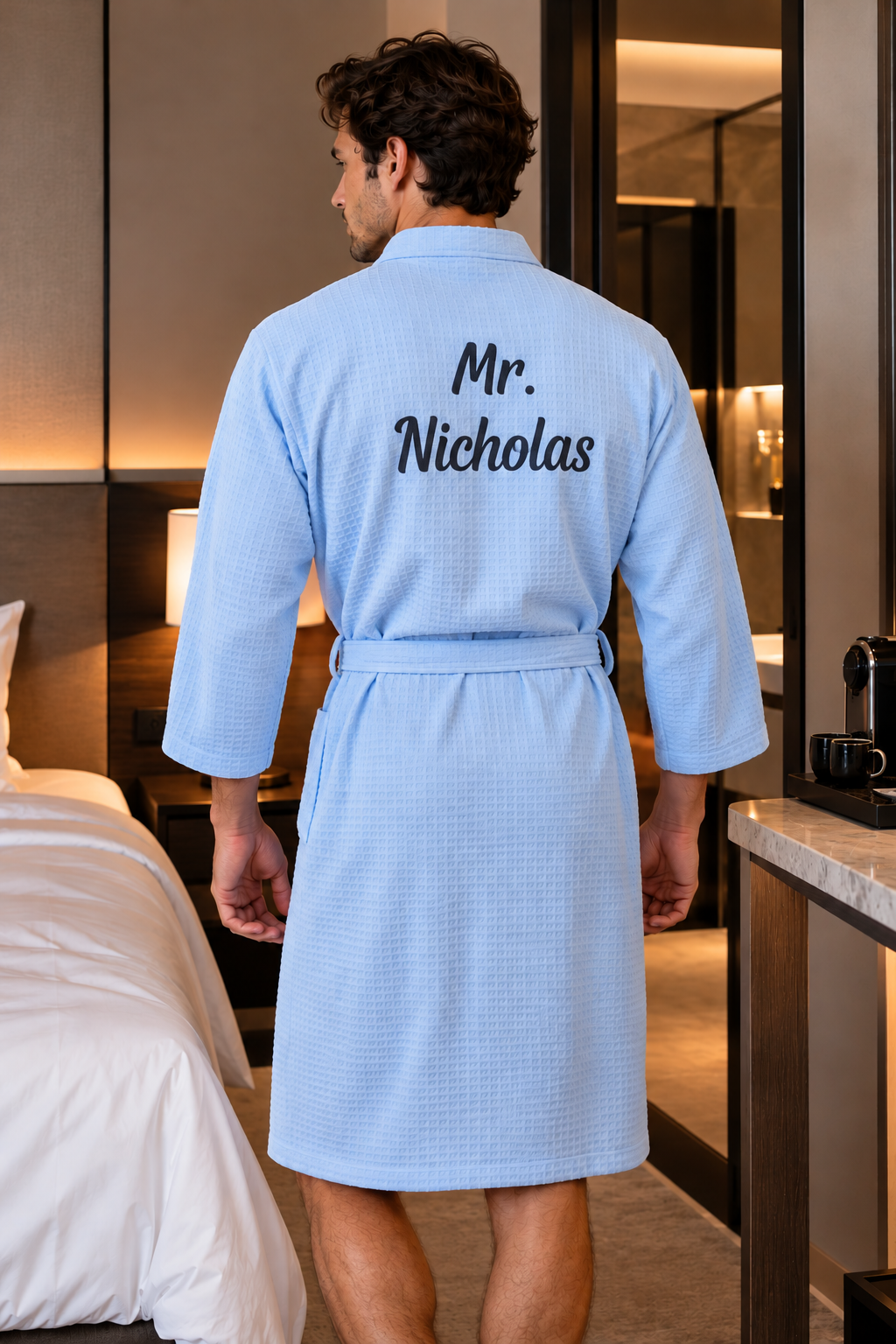 Men's Waffle Knit Customized Robe