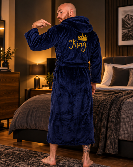 Men's Custom Hooded Long Bathrobe