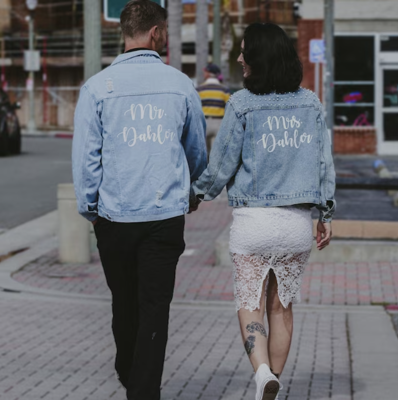 Couple Wedding Matching Embroidered Denim Jackets By Niamh Designs |  notonthehighstreet.com