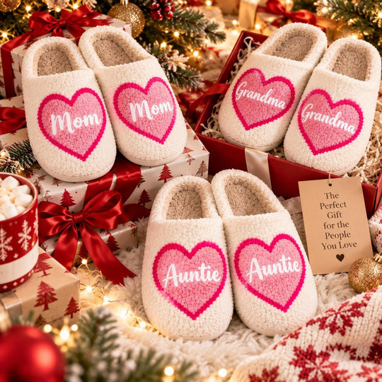 Cozy Custom Name Heart Slippers