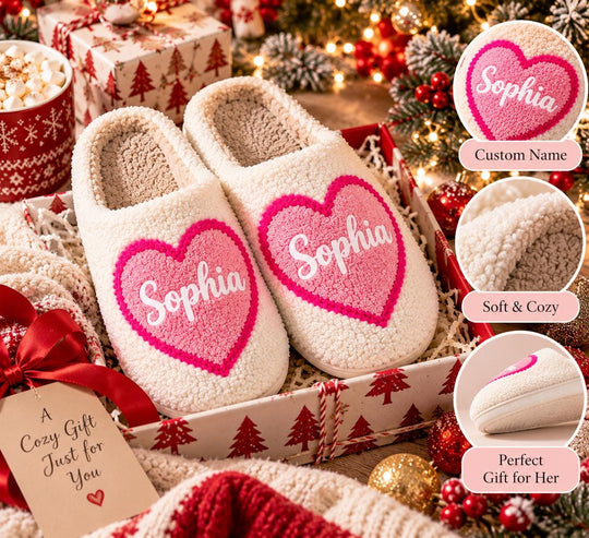 Personalized Slippers for Women, Custom Name Slippers, Cozy House Shoes, Personalized Gift for Her, Birthday Gift for Mom, Custom Slippers