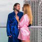 Matching Satin Robes Groom and Bride - Women / S/M / Navy 