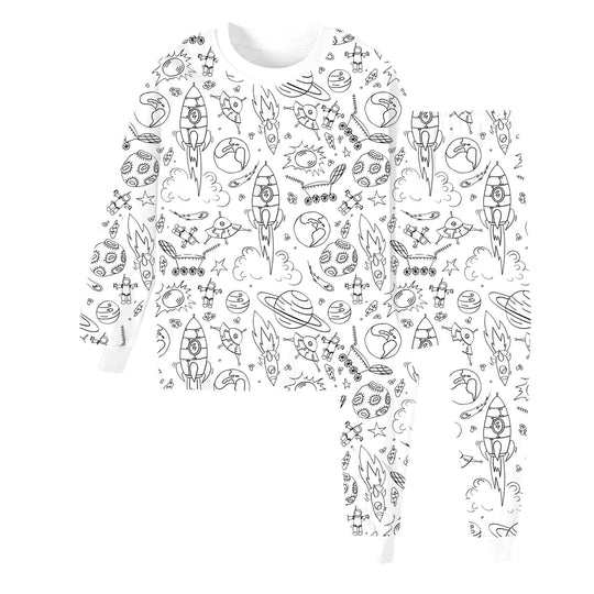 Space Cotton Coloring Pajama Set