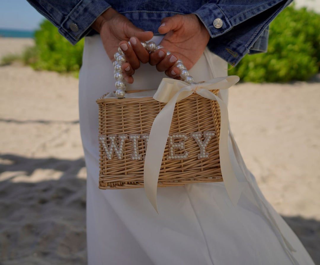 Custom  Bride Bag with Pearls Handle