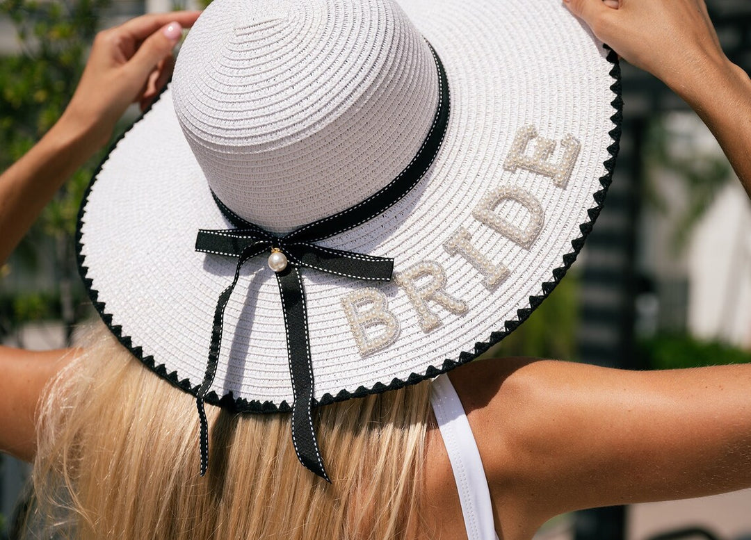 Mrs Bride Sun Hat with Pearls