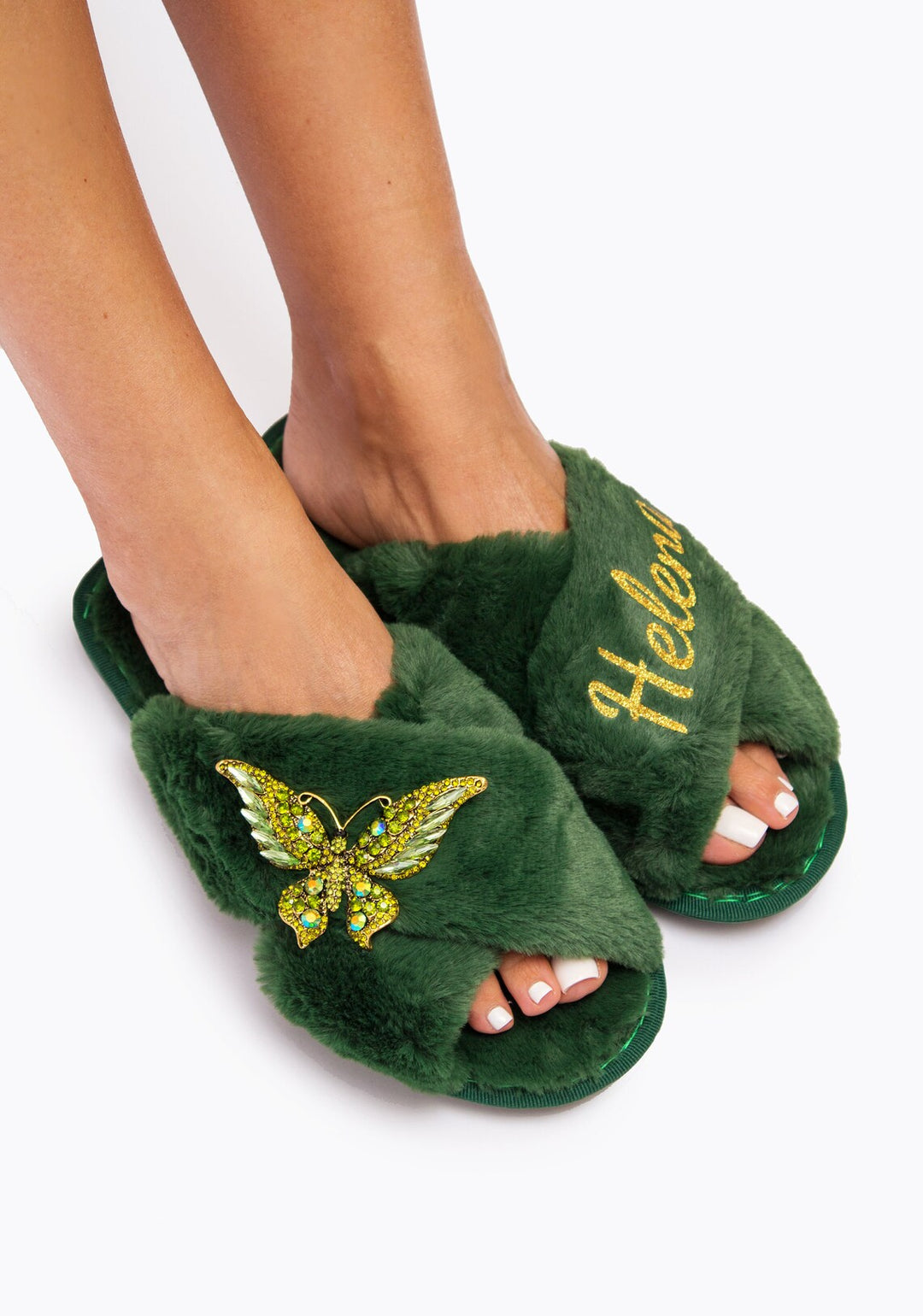 Custom Butterfly Fluffy Cross Slippers