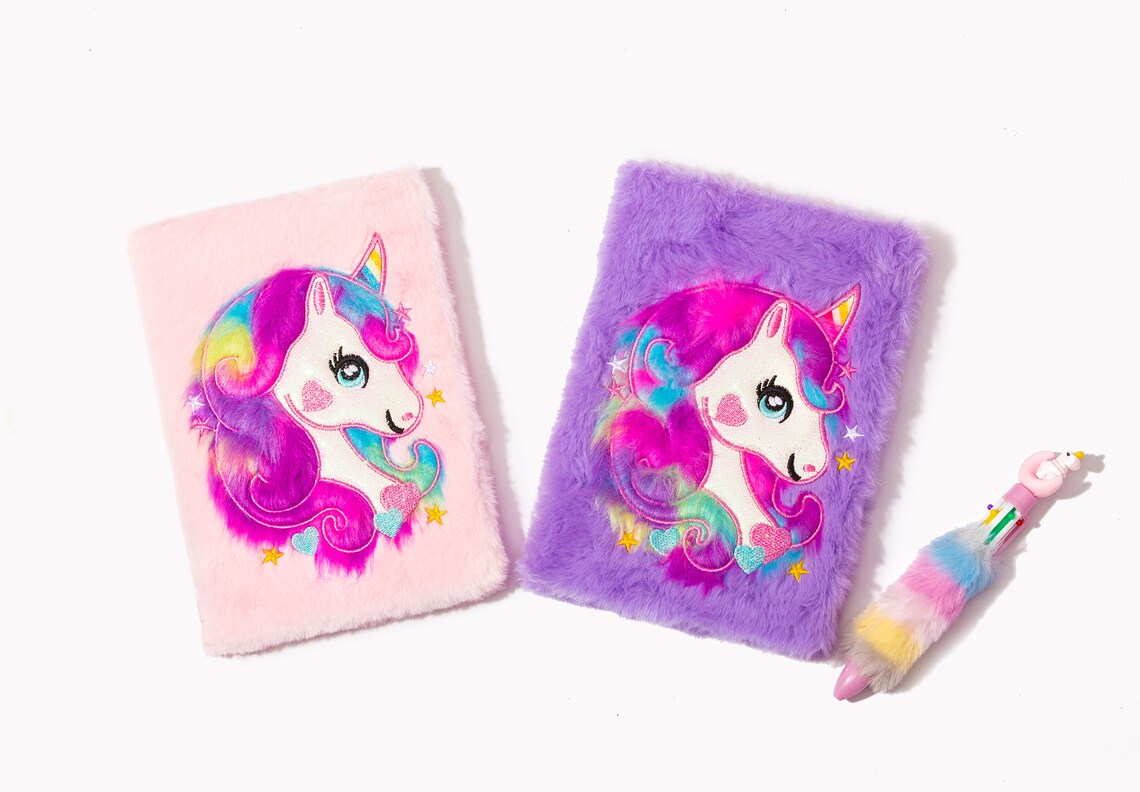 Custom Children Fluffy Soft Unicorn Diary