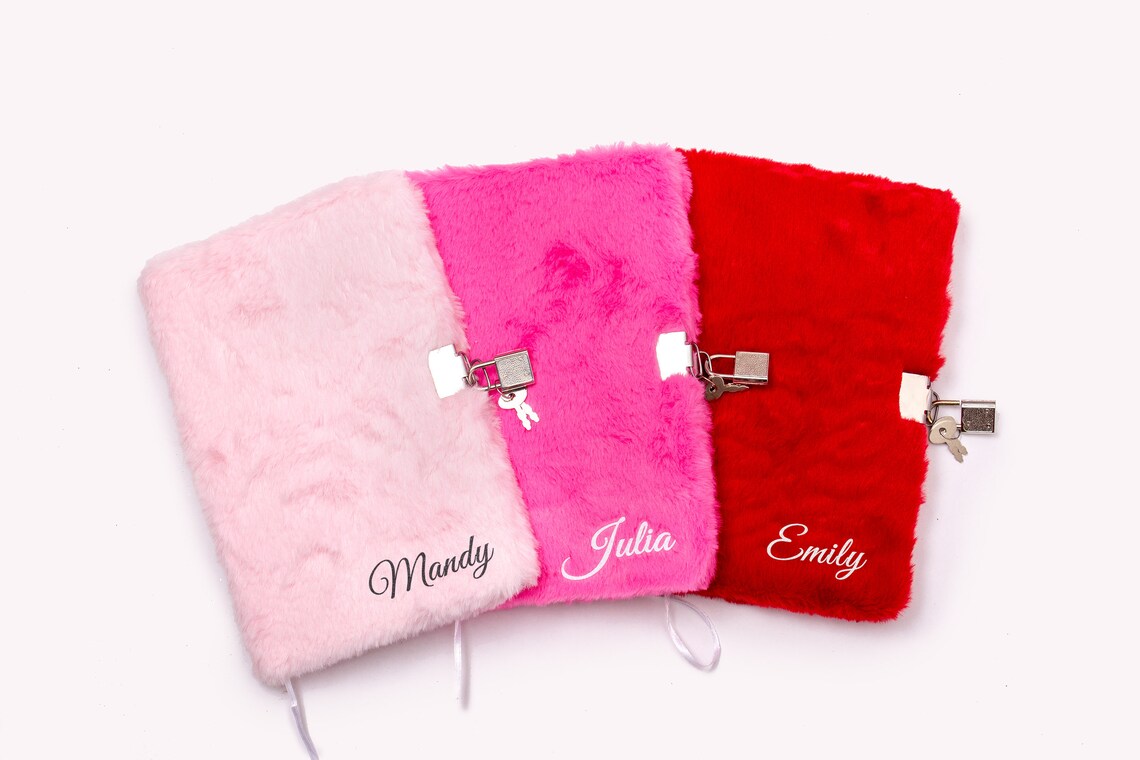 Custom Name Fluffy Diary with Lock and Key