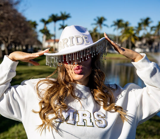 Bride Cowboy Hat with Pearls