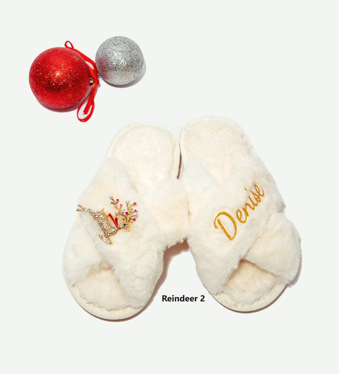 Custom Kids Christmas Slippers with Brooch